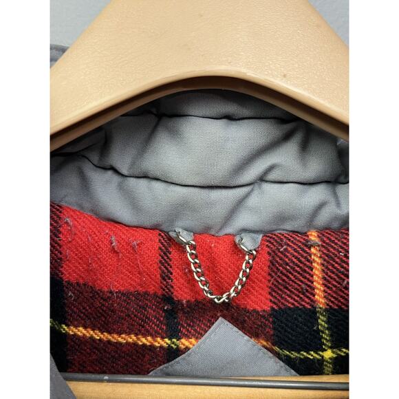 WINDBREAKER Coat Mens XXL gray button/Zip hooded coat flannel lined - Picture 7 of 9